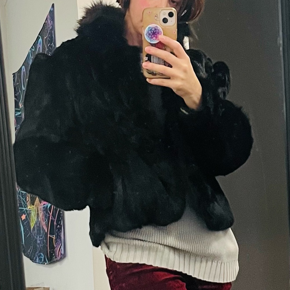 Black Rabbit Fur Jacket
